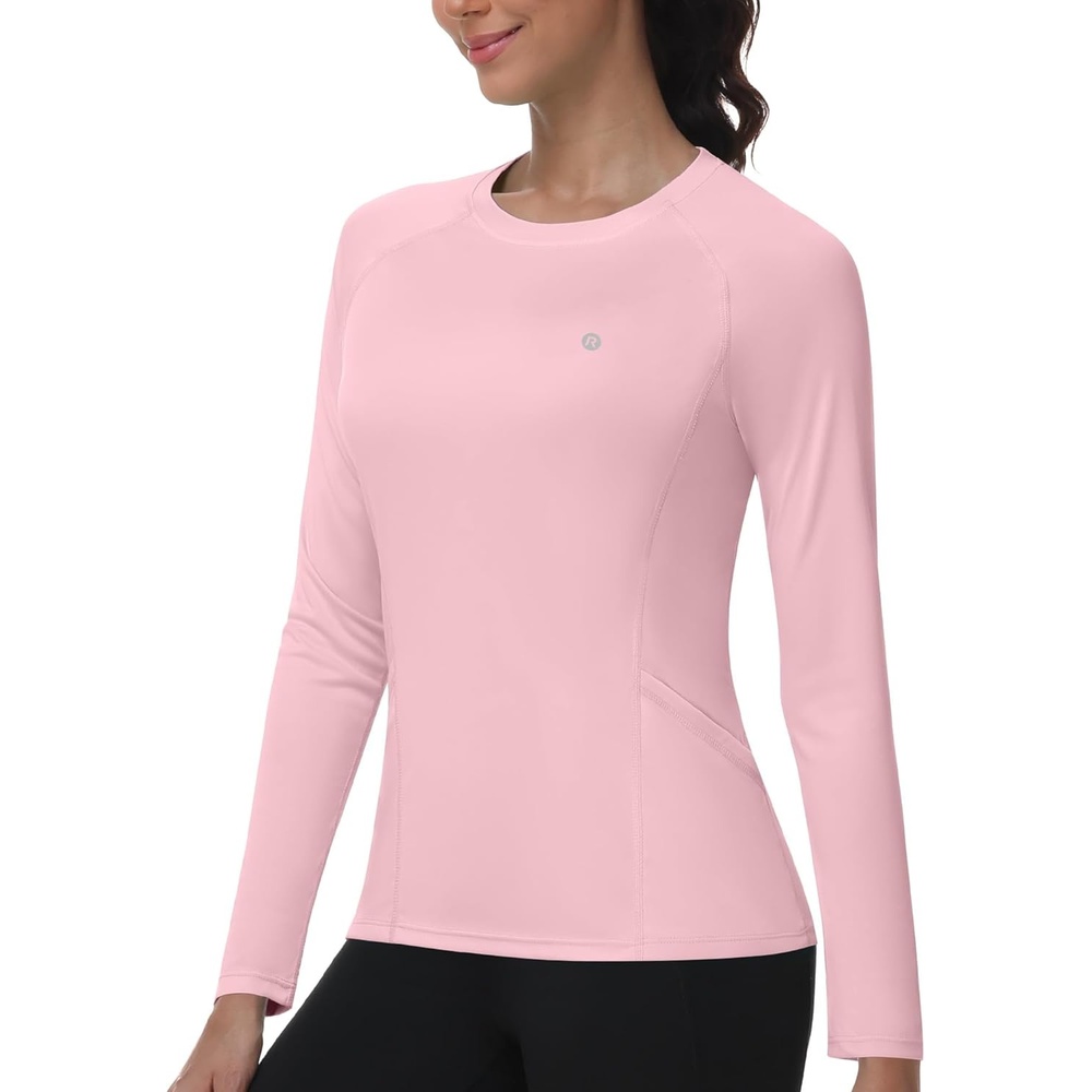 image:imageRunhit Womens UPF 50 Sun Shirts with Pockets Long Sleeve UV Protection Swim Rash Guard Lightweight Quick Dry Workout HikingPink