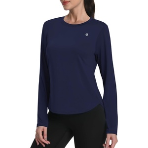 image:imageRunhit Womens Sun Shirt Long Sleeve UPF 50 Sun Protection Lightweight Tops SPF Quick Dry Workout Hiking Rash GuardDeep Sea Blue