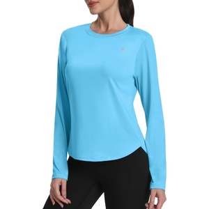 image:imageRunhit Womens Sun Shirt Long Sleeve UPF 50 Sun Protection Lightweight Tops SPF Quick Dry Workout Hiking Rash GuardLight Blue