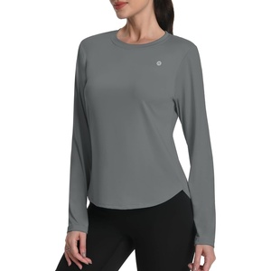 image:imageRunhit Womens Sun Shirt Long Sleeve UPF 50 Sun Protection Lightweight Tops SPF Quick Dry Workout Hiking Rash GuardMedium Gray