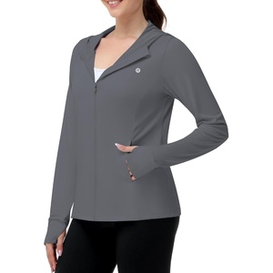image:imageRunhit Womens UPF 50 Sun Protection Jacket Hoodie Lightweight Zip Up Long Sleeve Sun Shirt with Pockets for Hiking WorkoutDeep Grey