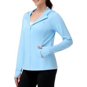 image:imageRunhit Womens UPF 50 Sun Protection Jacket Hoodie Lightweight Zip Up Long Sleeve Sun Shirt with Pockets for Hiking WorkoutLight Blue