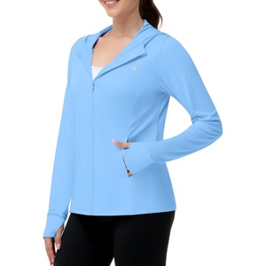image:imageRunhit Womens UPF 50 Sun Protection Jacket Hoodie Lightweight Zip Up Long Sleeve Sun Shirt with Pockets for Hiking WorkoutSky Blue