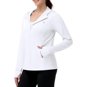 image:imageRunhit Womens UPF 50 Sun Protection Jacket Hoodie Lightweight Zip Up Long Sleeve Sun Shirt with Pockets for Hiking WorkoutWhite