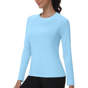 image:imageRunhit Womens UPF 50 Sun Shirts with Pockets Long Sleeve UV Protection Swim Rash Guard Lightweight Quick Dry Workout HikingLight Blue