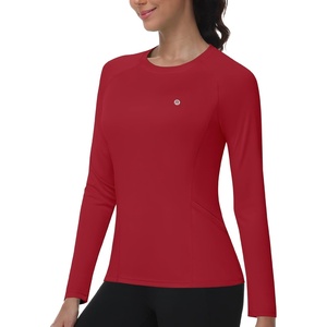 image:imageRunhit Womens UPF 50 Sun Shirts with Pockets Long Sleeve UV Protection Swim Rash Guard Lightweight Quick Dry Workout HikingRed