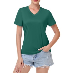 image:imageRunhit Womens Workout Tops Short Sleeve UPF 50 Athletic Sun Shirts Quick Dry V Neck TShirt Moisture Wicking Gym Hiking TeeGreen