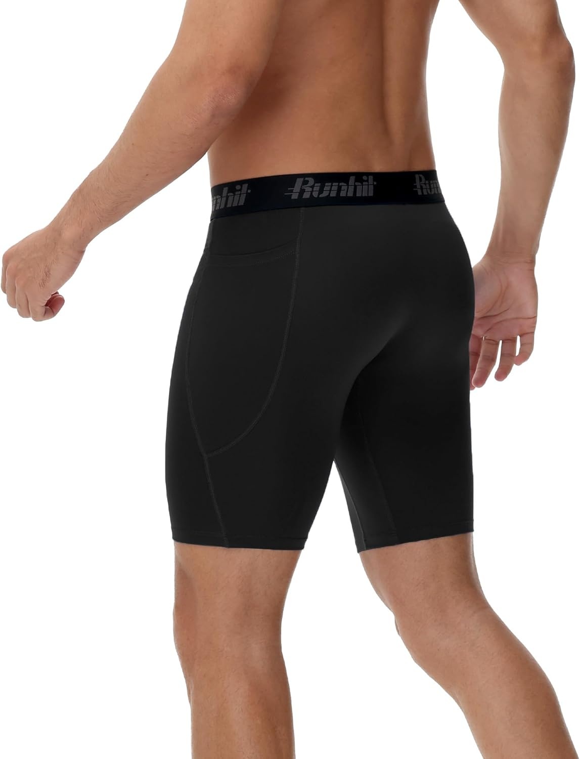 image:imageRunhit 2 Pack Mens Compression Shorts with Pockets 9 Performance Spandex Underwear Sport Athletic Workout Running Base LayerBlackblack