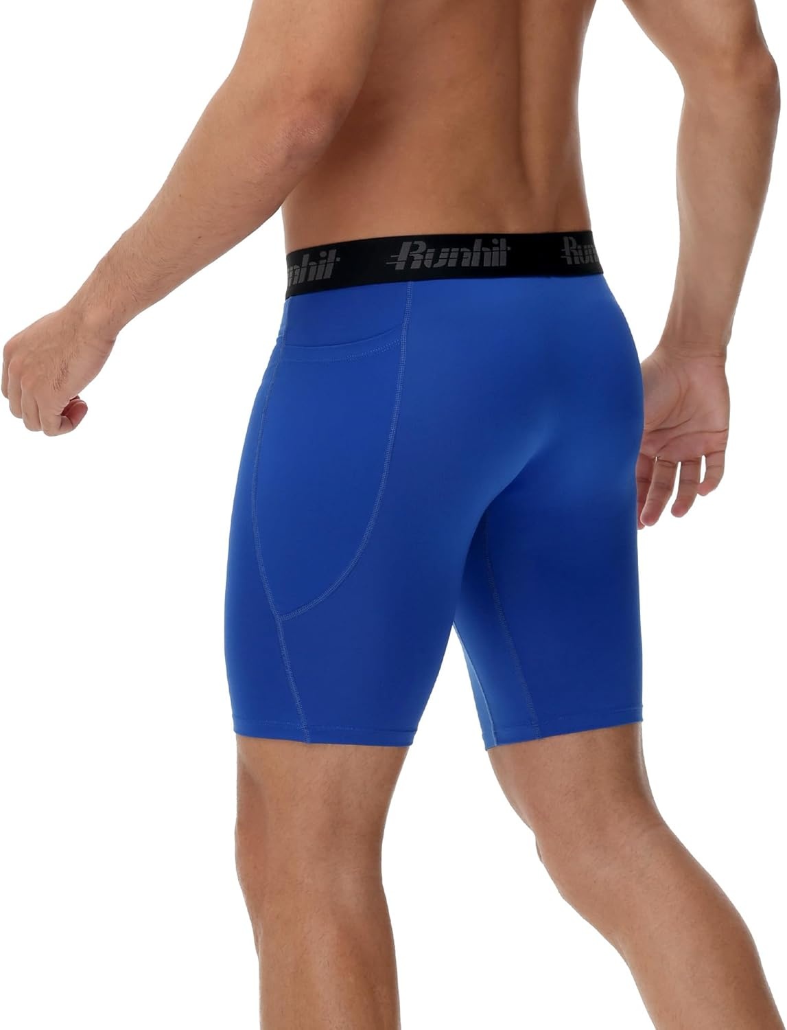 image:imageRunhit 2 Pack Mens Compression Shorts with Pockets 9 Performance Spandex Underwear Sport Athletic Workout Running Base LayerBlackroyal Blue