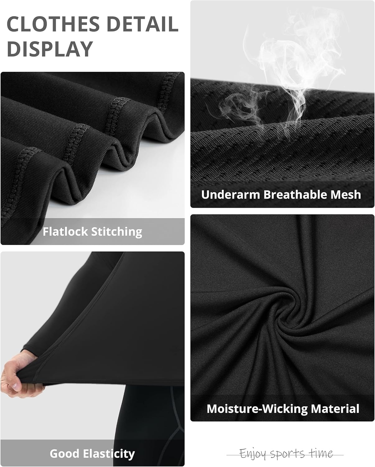 image:imageRunhit Compression Shirts for Men Long Sleeve Cool Dry Athletic Workout Tee Shirts Fishing Sun Shirts Sports Thermal Tights3 Pack Black RedGray