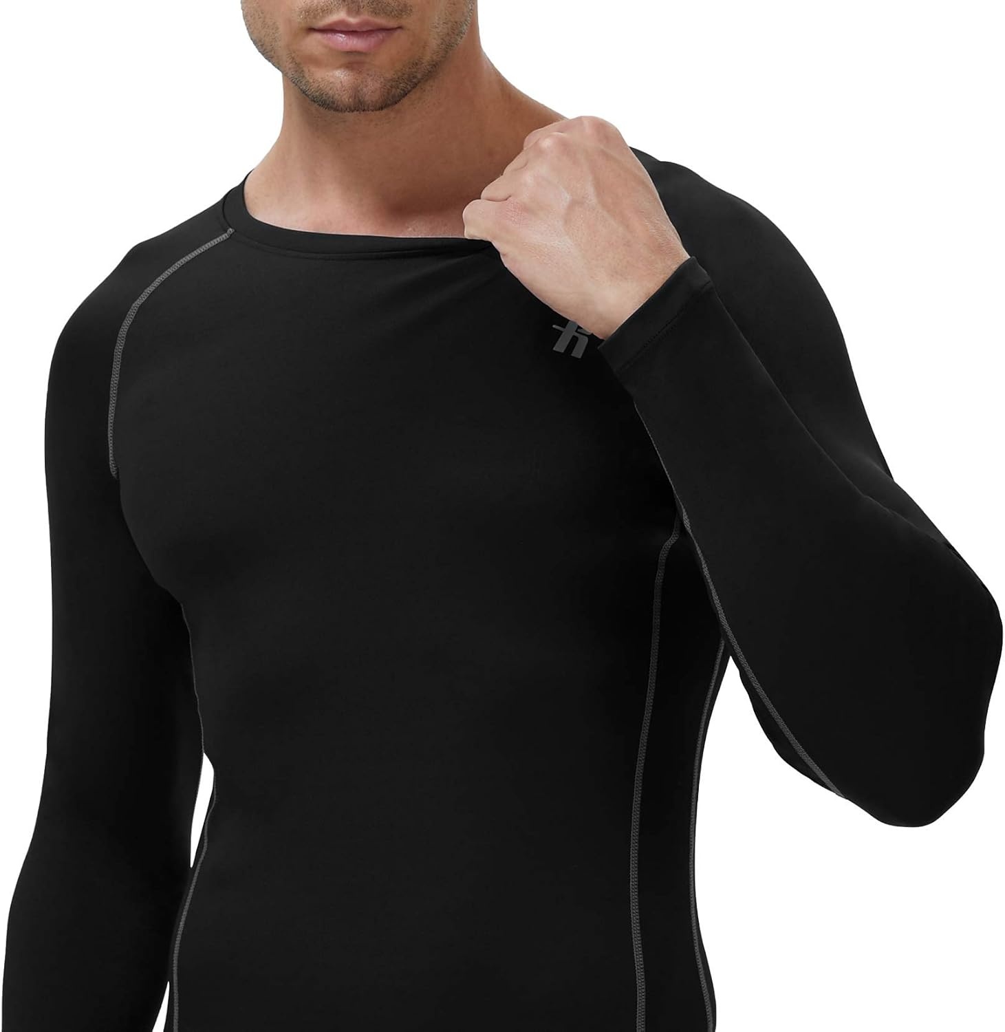 image:imageRunhit Compression Shirts for Men Long Sleeve Cool Dry Athletic Workout Tee Shirts Fishing Sun Shirts Sports Thermal Tights3 Pack BlackBlueGray