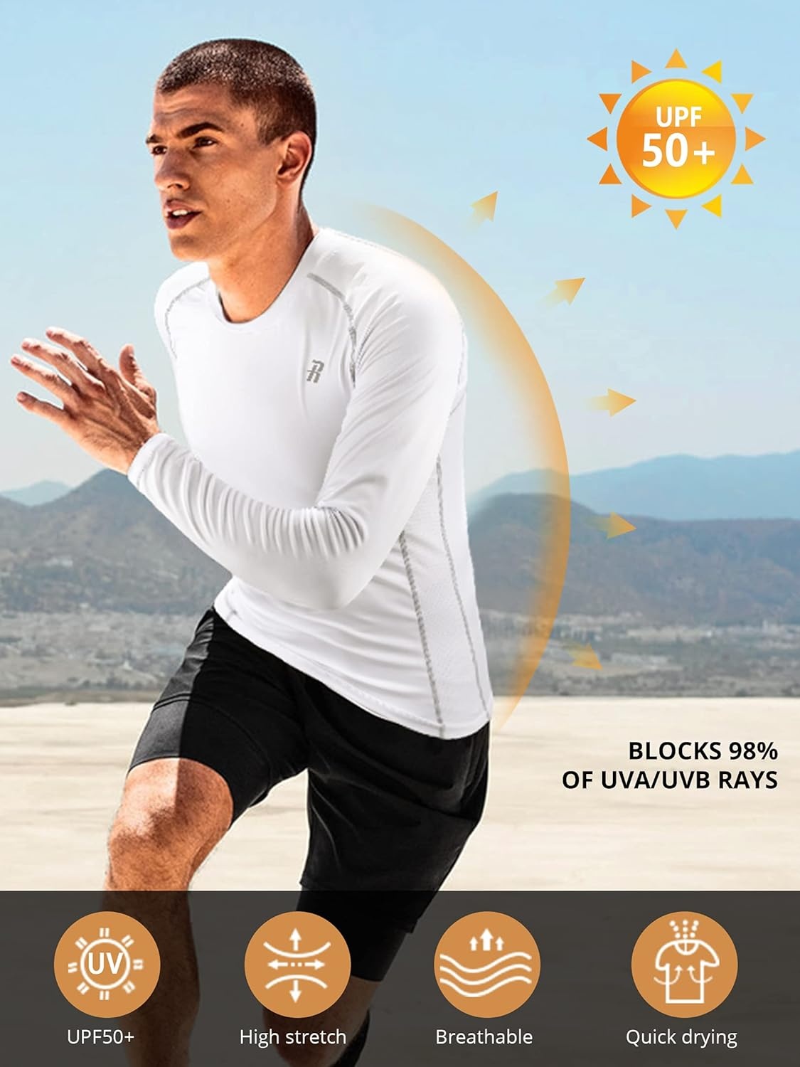 image:imageRunhit Compression Shirts for Men Long Sleeve Cool Dry Athletic Workout Tee Shirts Fishing Sun Shirts Sports Thermal Tights3 Pack BlackWhiteNavy
