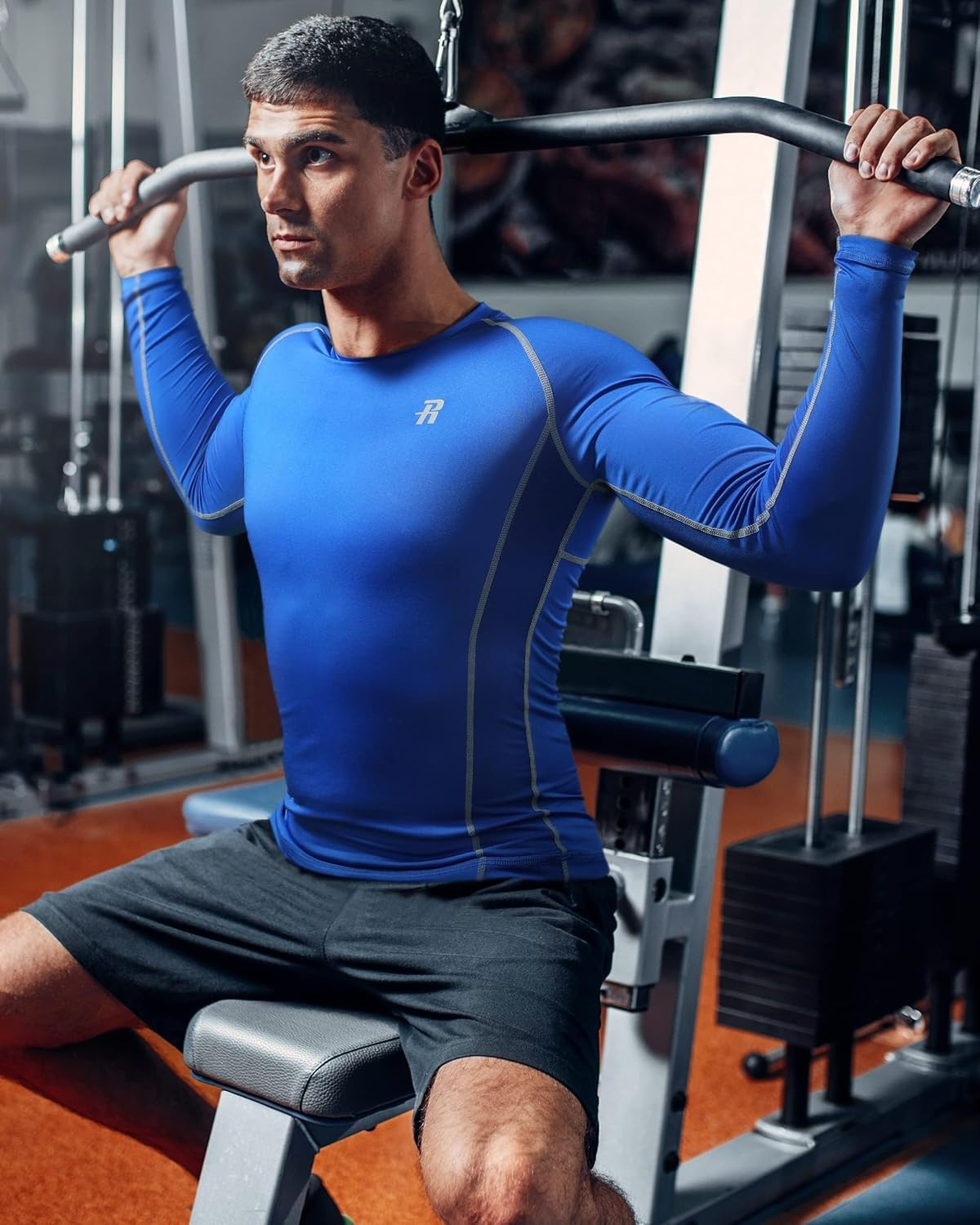 image:imageRunhit Compression Shirts for Men Long Sleeve Cool Dry Athletic Workout Tee Shirts Fishing Sun Shirts Sports Thermal Tights3 Pack WhiteBlueNavy