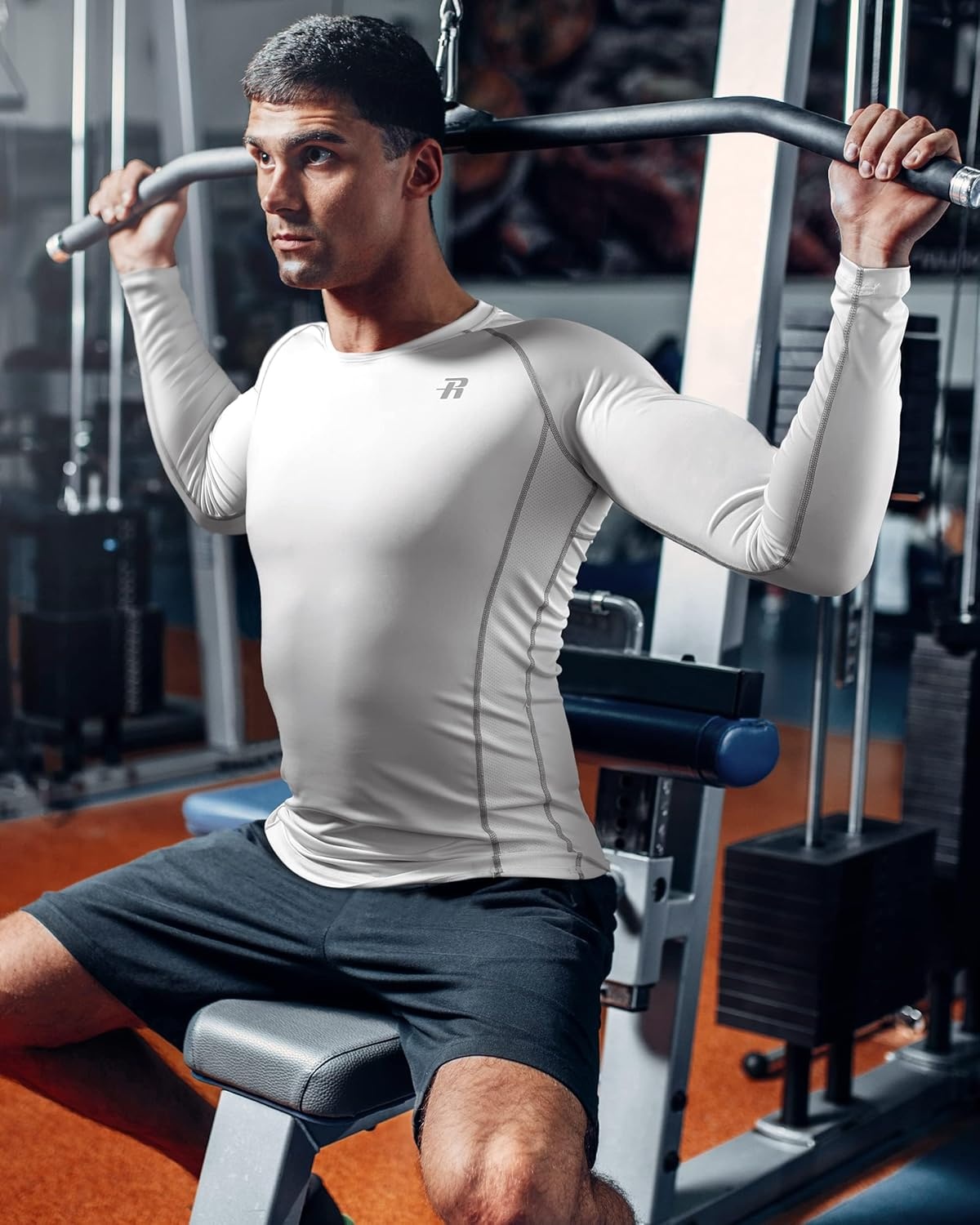 image:imageRunhit Compression Shirts for Men Long Sleeve Cool Dry Athletic Workout Tee Shirts Fishing Sun Shirts Sports Thermal Tights3 Pack WhiteWhiteWhite