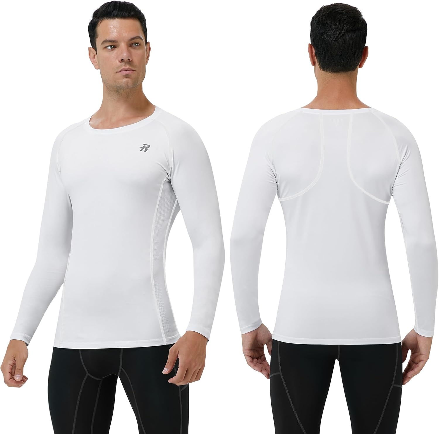 image:imageRunhit Compression Shirts for Men Long Sleeve Cool Dry Athletic Workout Tee Shirts Fishing Sun Shirts Sports Thermal Tights3 Pack WhiteWhiteWhite