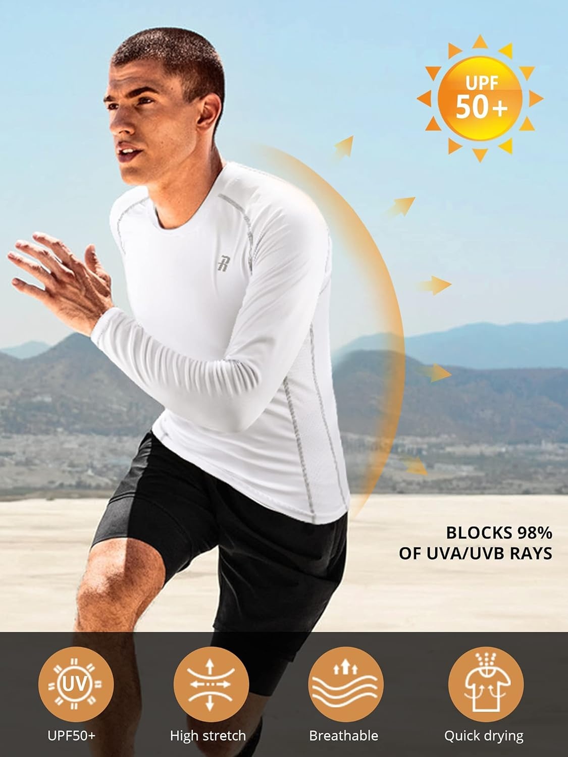 image:imageRunhit Compression Shirts for Men Long Sleeve Cool Dry Athletic Workout Tee Shirts Fishing Sun Shirts Sports Thermal Tights3 Pack WhiteWhiteWhite