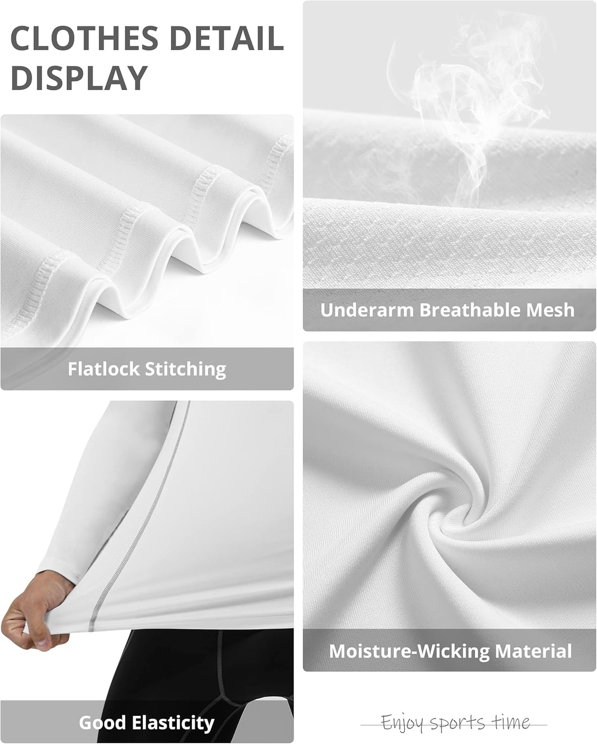 image:imageRunhit Compression Shirts for Men Long Sleeve Cool Dry Athletic Workout Tee Shirts Fishing Sun Shirts Sports Thermal Tights3 Pack WhiteWhiteWhite