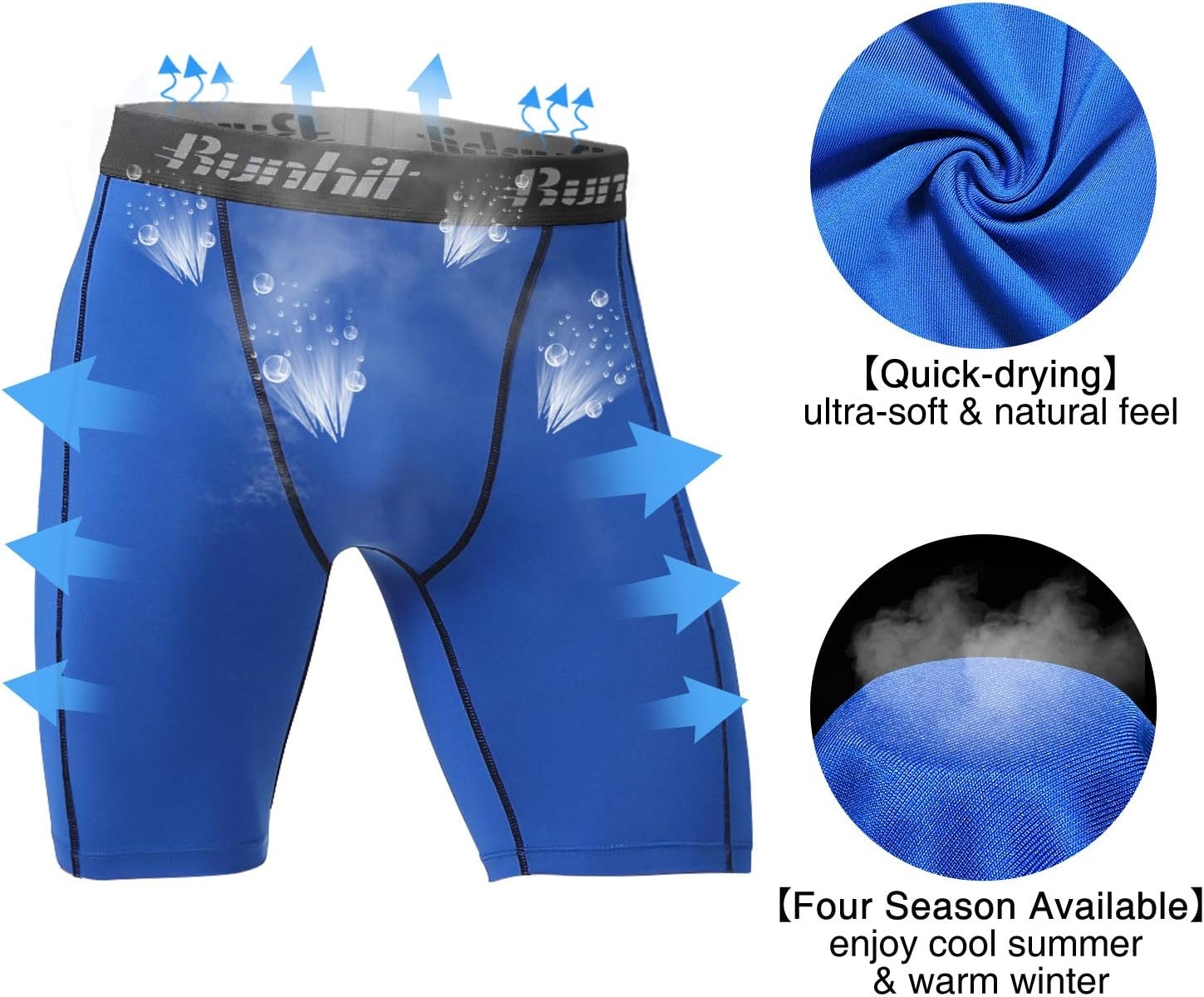 image:imageRunhit Compression Shorts Men Underwear Spandex Running Shorts Workout Athletic5 Packblack Grey3 black Red1 blue1