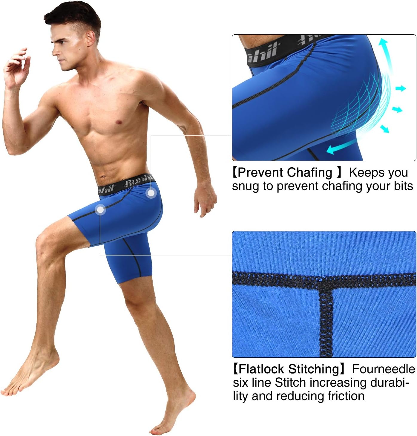 image:imageRunhit Compression Shorts Men Underwear Spandex Running Shorts Workout Athletic5 Packblack Grey3 black Red1 blue1