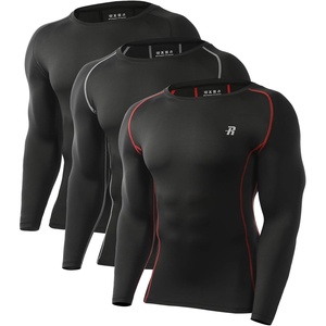 image:imageRunhit Compression Shirts for Men Long Sleeve Cool Dry Athletic Workout Tee Shirts Fishing Sun Shirts Sports Thermal Tights3 Pack BlackBlack RedBlack Gray