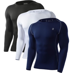 image:imageRunhit Compression Shirts for Men Long Sleeve Cool Dry Athletic Workout Tee Shirts Fishing Sun Shirts Sports Thermal Tights3 Pack BlackWhiteNavy