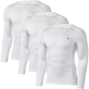 image:imageRunhit Compression Shirts for Men Long Sleeve Cool Dry Athletic Workout Tee Shirts Fishing Sun Shirts Sports Thermal Tights3 Pack WhiteWhiteWhite