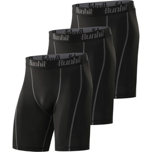 image:imageRunhit Compression Shorts Men Underwear Spandex Running Shorts Workout Athletic3 Packblack Grey
