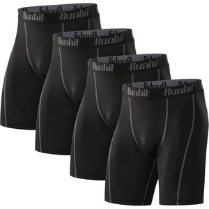 image:imageRunhit Compression Shorts Men Underwear Spandex Running Shorts Workout Athletic4 Packblack Grey