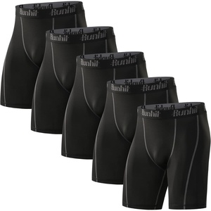 image:imageRunhit Compression Shorts Men Underwear Spandex Running Shorts Workout Athletic5 Packblack Grey5