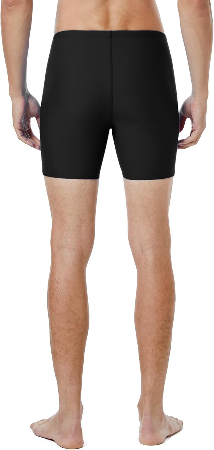 image:imageRunhit Mens Square Leg Swim Jammers Quick Dry Athletic Brief Swimsuit UPF 50 Compression Swimming ShortsBlack