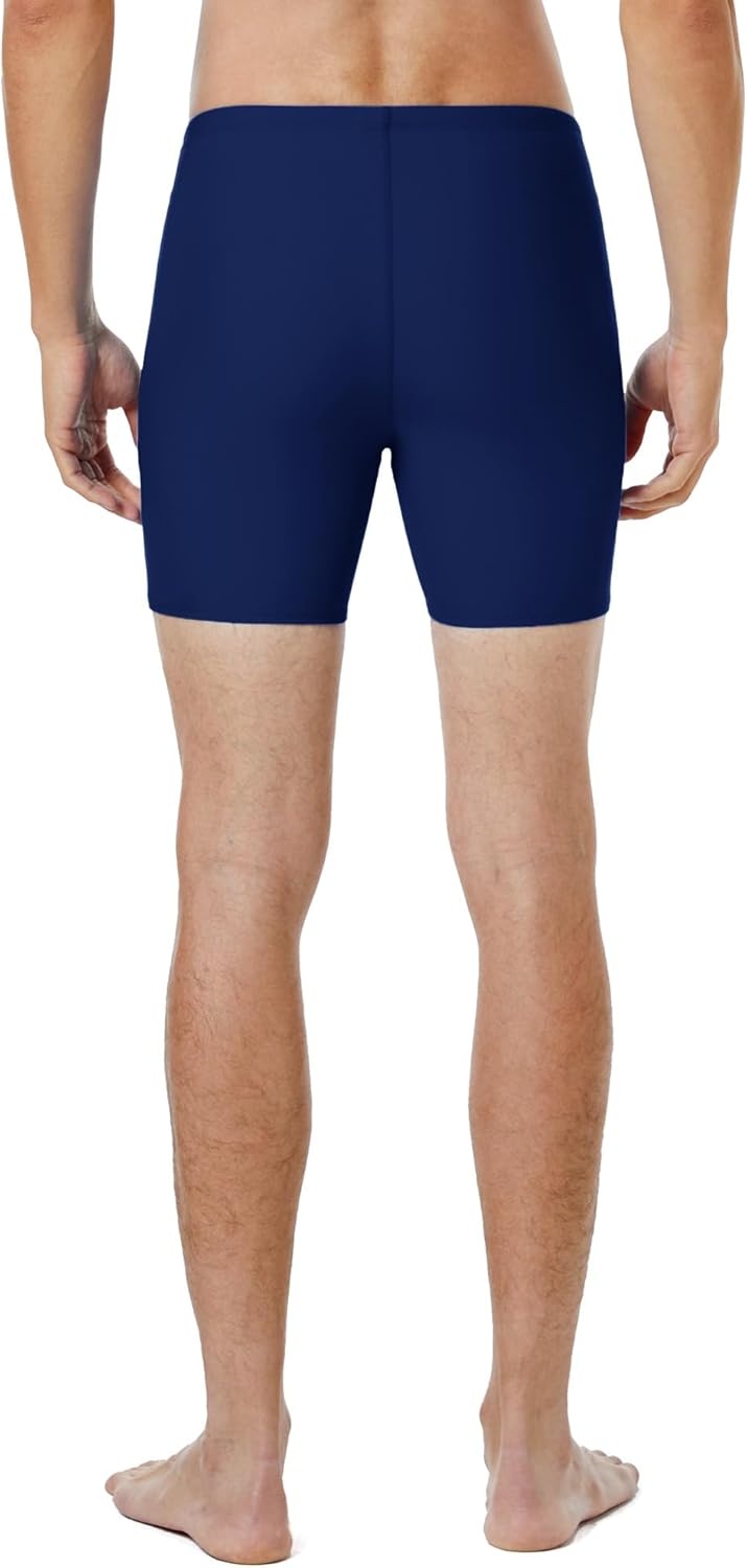 image:imageRunhit Mens Square Leg Swim Jammers Quick Dry Athletic Brief Swimsuit UPF 50 Compression Swimming ShortsNavy