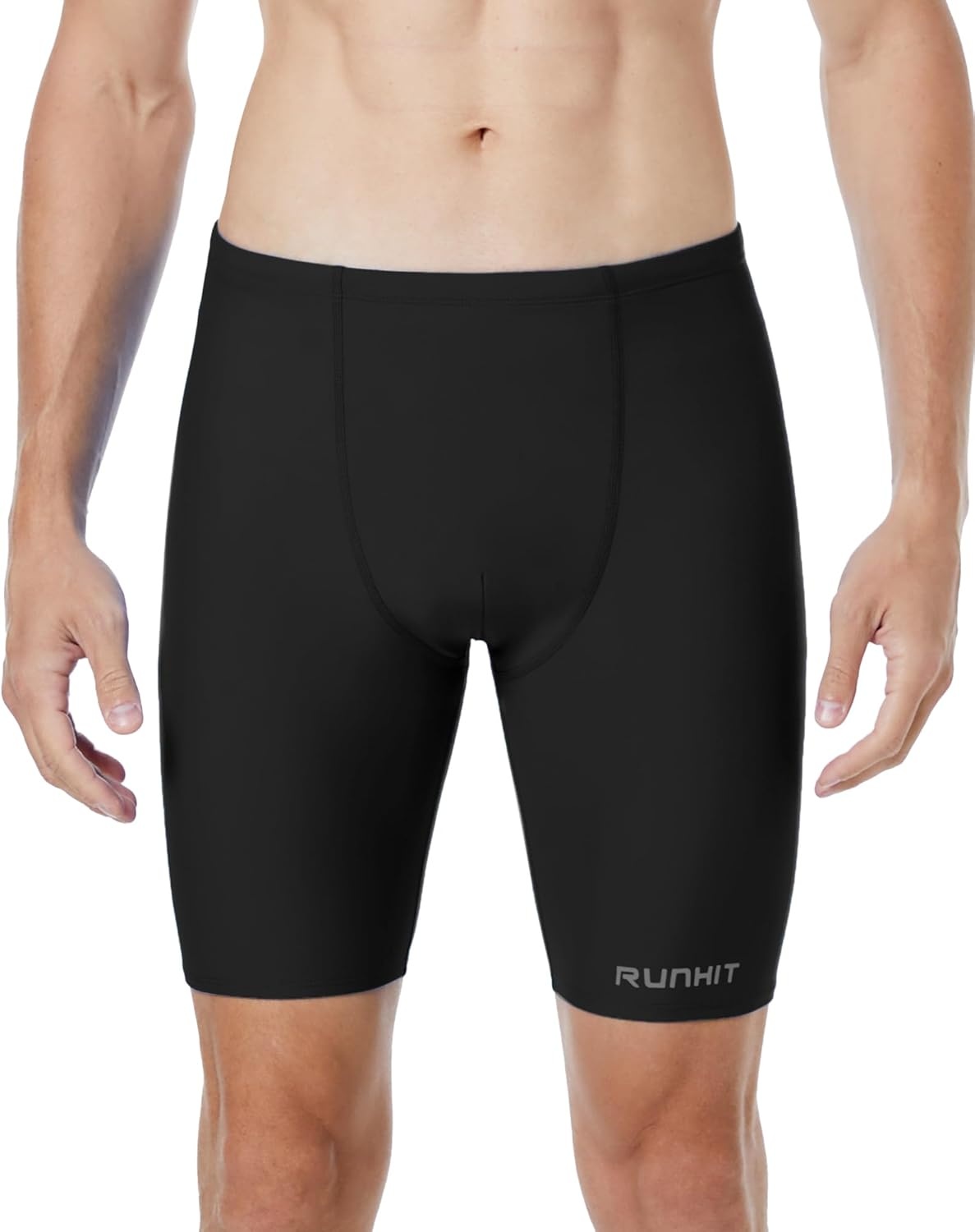 image:imageRunhit Mens Swim Jammers Competitive Swim Racing Team Swimsuit Quick Dry Athletic Swimming Shorts UPF 50Black