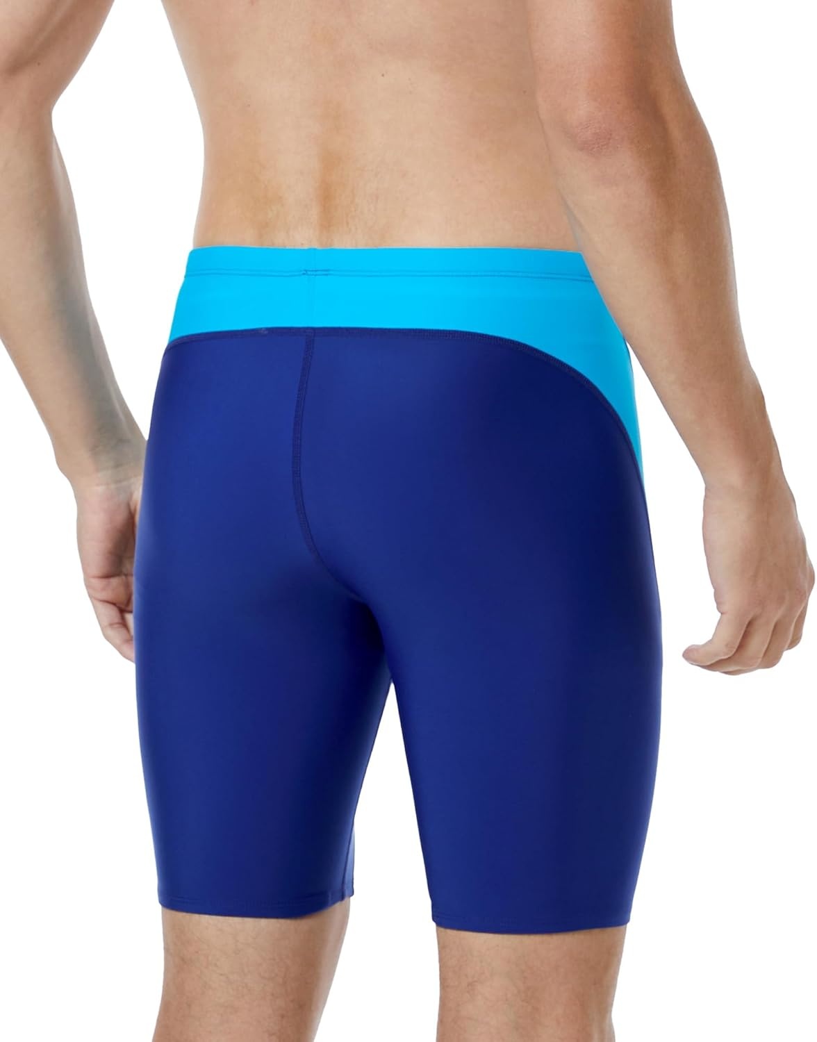 image:imageRunhit Mens Swim Jammers Competitive Swim Racing Team Swimsuit Quick Dry Athletic Swimming Shorts UPF 50Navy and Blue Splicing