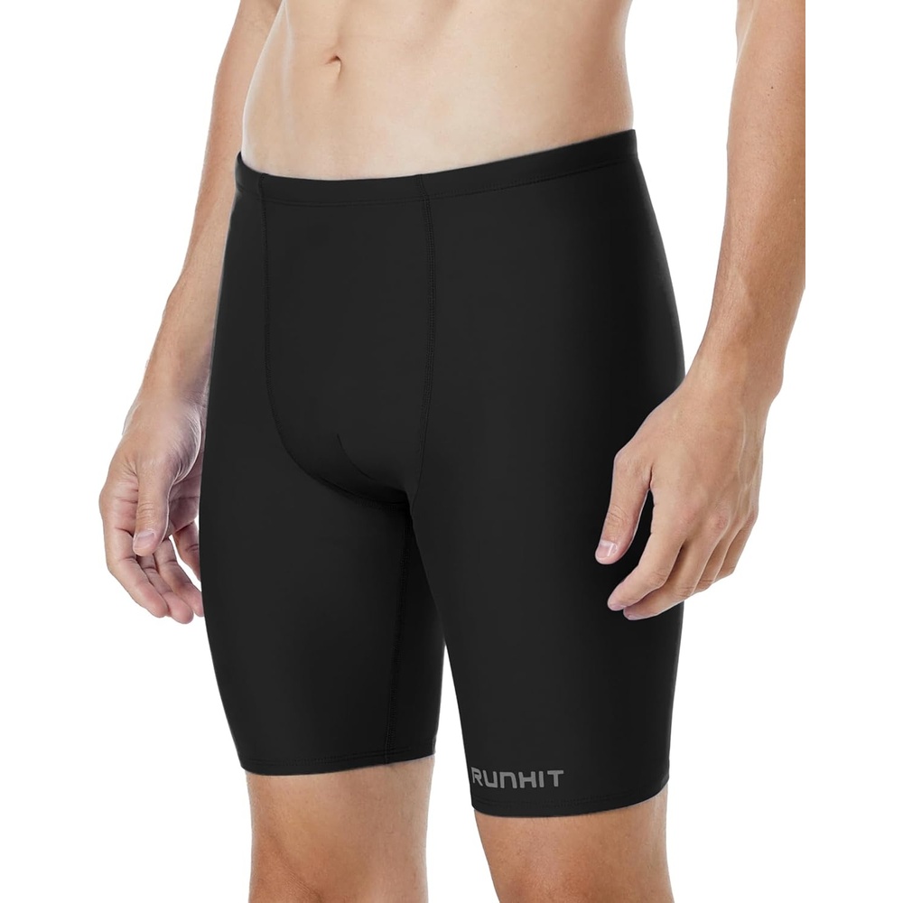 image:imageRunhit Mens Swim Jammers Competitive Swim Racing Team Swimsuit Quick Dry Athletic Swimming Shorts UPF 50Black