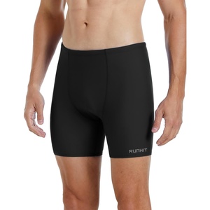 image:imageRunhit Mens Square Leg Swim Jammers Quick Dry Athletic Brief Swimsuit UPF 50 Compression Swimming ShortsBlack