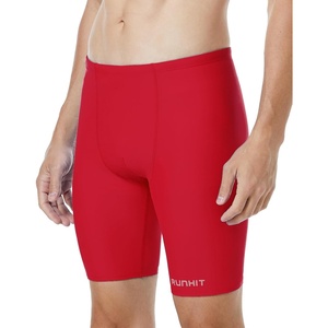 image:imageRunhit Mens Swim Jammers Competitive Swim Racing Team Swimsuit Quick Dry Athletic Swimming Shorts UPF 50Red