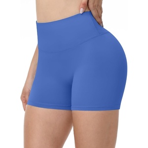 image:imageRunhit No Front Seam Biker Shorts for Women  358 High Waisted Workout Gym Yoga Spandex Shorts Tummy ControlBlue