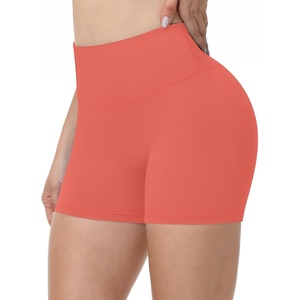 image:imageRunhit No Front Seam Biker Shorts for Women  358 High Waisted Workout Gym Yoga Spandex Shorts Tummy ControlCoral Pink