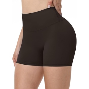 image:imageRunhit No Front Seam Biker Shorts for Women  358 High Waisted Workout Gym Yoga Spandex Shorts Tummy ControlDark Browm