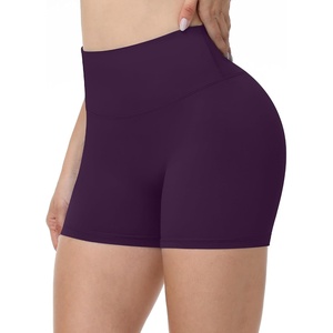 image:imageRunhit No Front Seam Biker Shorts for Women  358 High Waisted Workout Gym Yoga Spandex Shorts Tummy ControlDark Purple