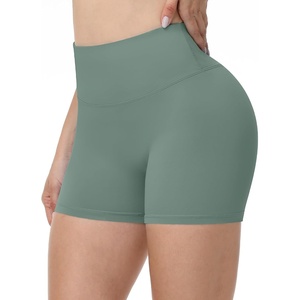 image:imageRunhit No Front Seam Biker Shorts for Women  358 High Waisted Workout Gym Yoga Spandex Shorts Tummy ControlGreen