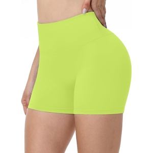 image:imageRunhit No Front Seam Biker Shorts for Women  358 High Waisted Workout Gym Yoga Spandex Shorts Tummy ControlLight Green