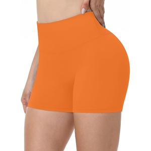 image:imageRunhit No Front Seam Biker Shorts for Women  358 High Waisted Workout Gym Yoga Spandex Shorts Tummy ControlOrange