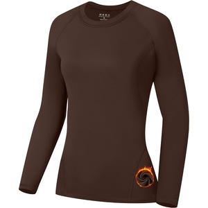 image:imageRunhit Thermal Shirts for Women Long Sleeve Compression Tops Fleece Lined Athletic Workout Soft Base Layer Cold WeatherBrown